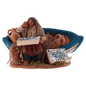 Fisherwoman with boat, Neapolitan Nativity 10cm