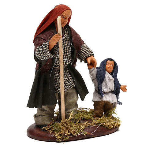 Man taking child by hand, Neapolitan Nativity 10cm 3