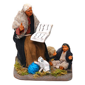 Chanteuse de contes et enfant 10 cm crèche Naples
