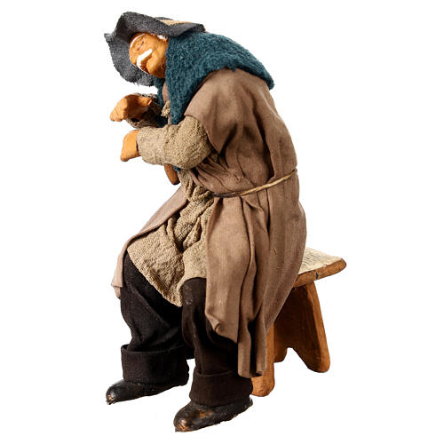 Schlafender Mann auf Stuhl 12cm neapolitanische Krippe 3