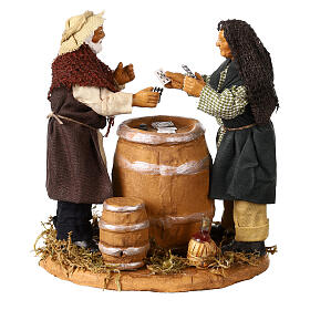 Giocatori di carte con botte 12 cm presepe Napoli