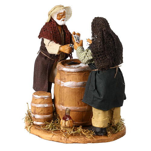 Card players with cask, Neapolitan Nativity 12cm 2