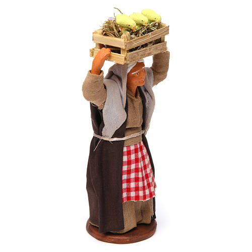 Donna con cassetta di pulcini 12 cm presepe Napoli 3