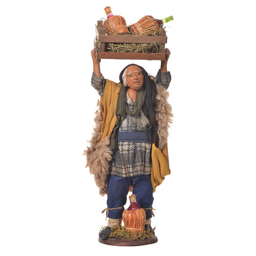 Man with box of bottles on head, Neapolitan Nativity 14cm 1