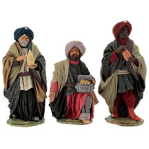 Três reis magos para presépio napolitano com peças 24 cm altura média 1