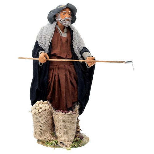 Homem com enxada para presépio napolitano com figuras altura média 24 cm 3