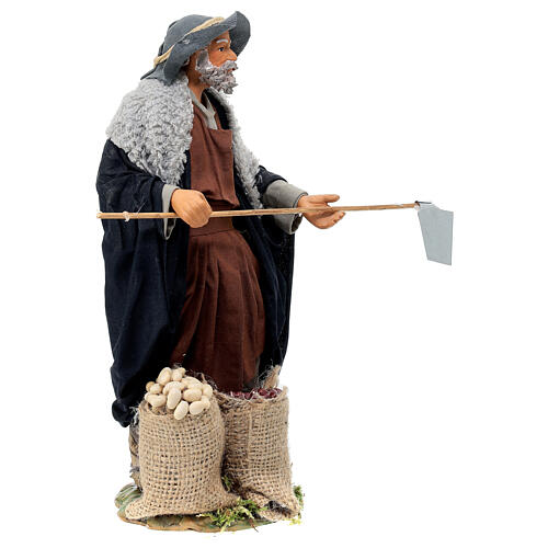 Homem com enxada para presépio napolitano com figuras altura média 24 cm 4