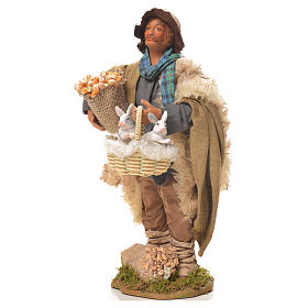Uomo con cesto di conigli 24 cm presepe Napoli
