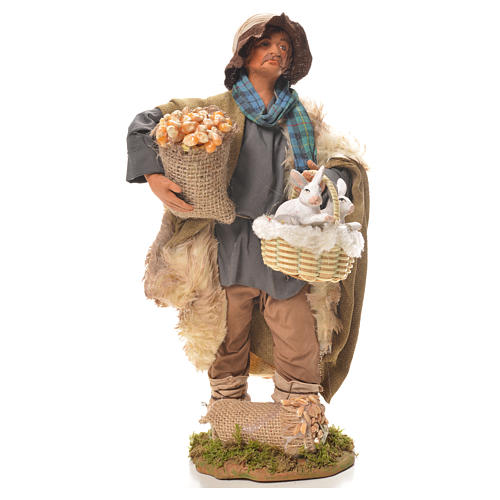 Man with basket of rabbits, Neapolitan Nativity 24cm 1