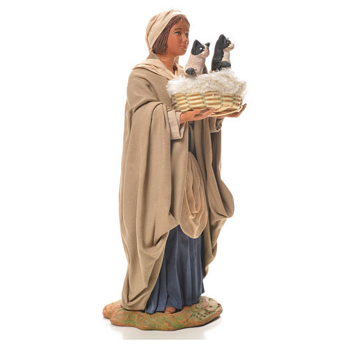 Mujer con cesta y gatos 24 cm belén Napolitano 4