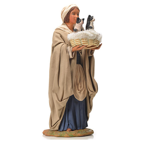 Woman with basket and cats, 24cm Neapolitan Nativity 8