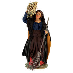 Woman with straw and broom, Neapolitan Nativity 24cm
