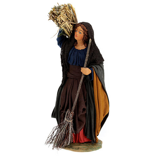 Woman with straw and broom, Neapolitan Nativity 24cm 2