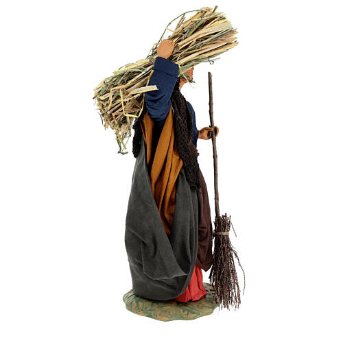 Woman with straw and broom, Neapolitan Nativity 24cm 4