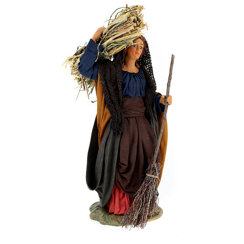 Woman with straw and broom, Neapolitan Nativity 24cm 3