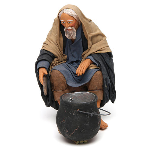 Man with cooking pot, Neapolitan Nativity bivouac 30cm 1