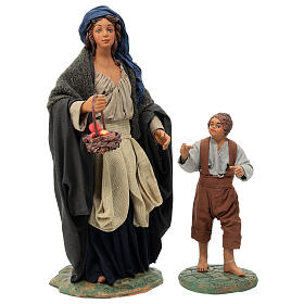 Mother holding child's hand, Neapolitan Nativity 24cm