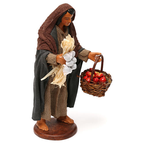Frau mit Äpfelkrob 12cm neapolitanische Krippe 3