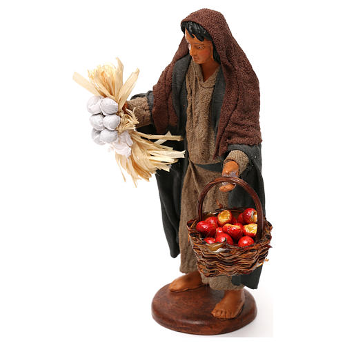 Mulher com cesta de maçãs 12 cm presépio napolitano 2
