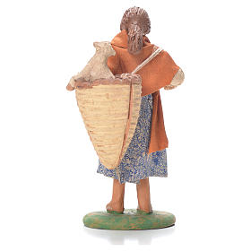 Donna cesto pecora dietro spalle 12 cm presepe Napoli