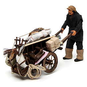 Uomo con carro sfrattato 14 cm presepe Napoli