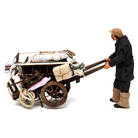 Homem com carrinho despejo para presépio napolitano com peças de 14 cm altura média