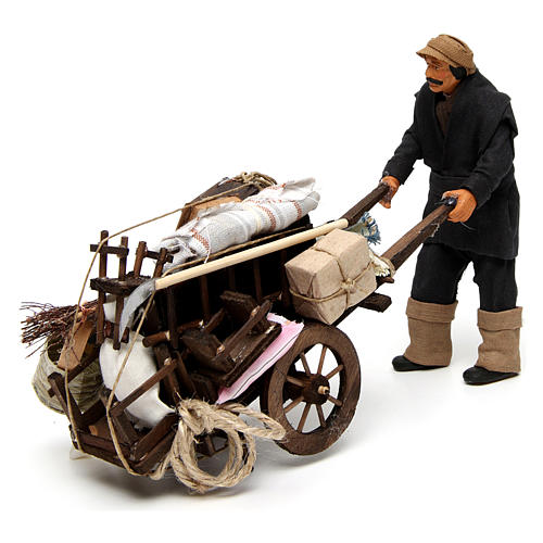 Homem com carrinho despejo para presépio napolitano com peças de 14 cm altura média 2