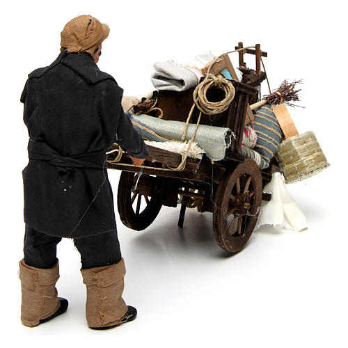 Homem com carrinho despejo para presépio napolitano com peças de 14 cm altura média 4