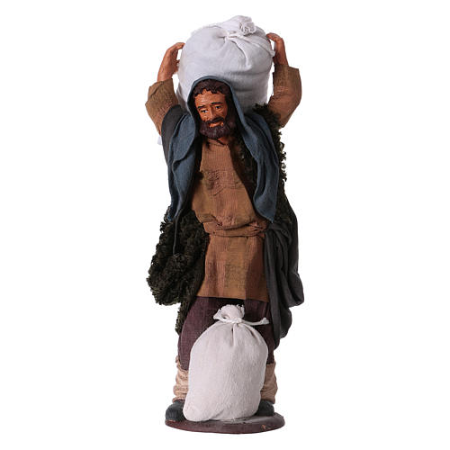 Homme avec sacs de farine 14 cm crèche Naples 1