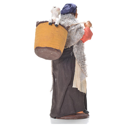 Mujer con oveja en la cesta 14 cm belén Napolitano 2