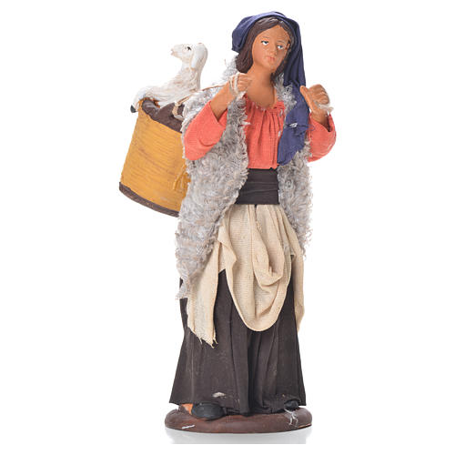 Femme panier avec agneau sur épaules 14 cm crèche Naples 1