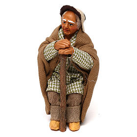 Homem idoso com bastão 10 cm presépio napolitano