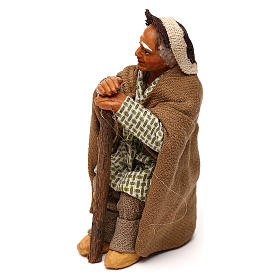 Homem idoso com bastão 10 cm presépio napolitano