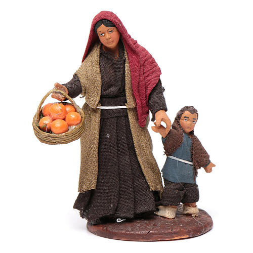 Woman holding child's hand, Neapolitan Nativity 10cm 1
