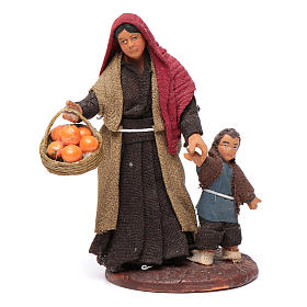 Woman holding child's hand, Neapolitan Nativity 10cm