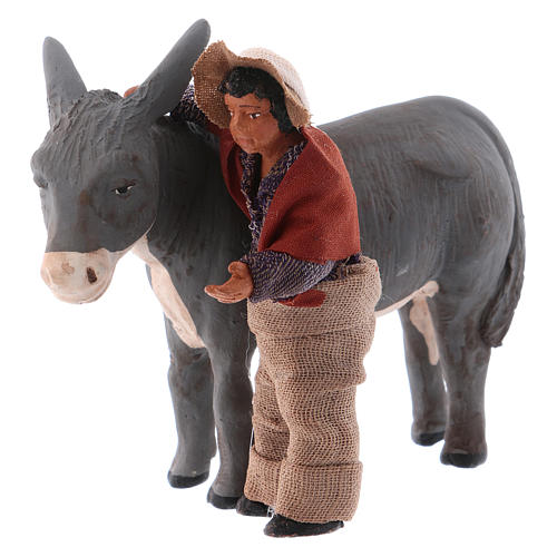 Young boy standing with donkey, Neapolitan Nativity 10cm 2