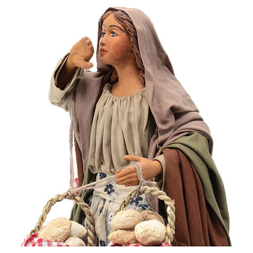 Woman with bread baskets, Neapolitan Nativity 24cm 2