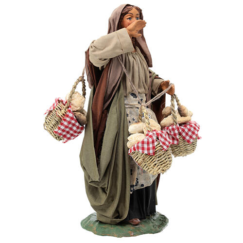 Woman with bread baskets, Neapolitan Nativity 24cm 3