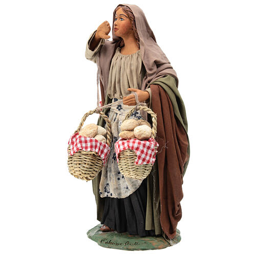 Woman with bread baskets, Neapolitan Nativity 24cm 4