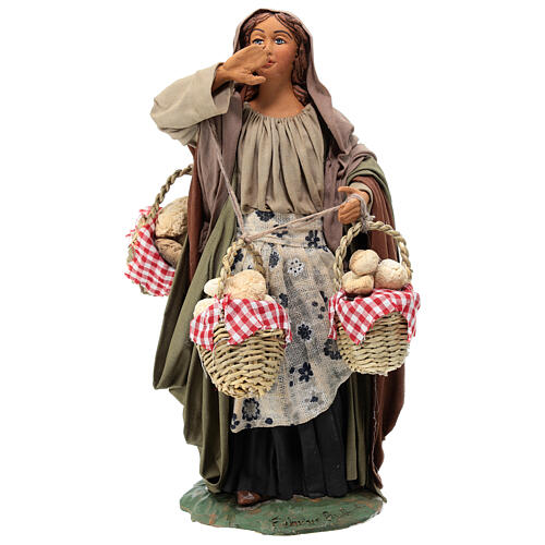 Femme avec paniers de pain 24 cm crèche napolitaine 1