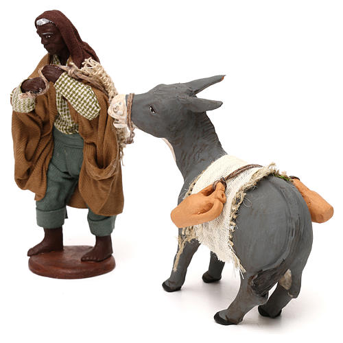 Shepherd pulling donkey 12cm Neapolitan Nativity 2