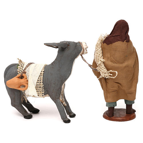 Shepherd pulling donkey 12cm Neapolitan Nativity 3