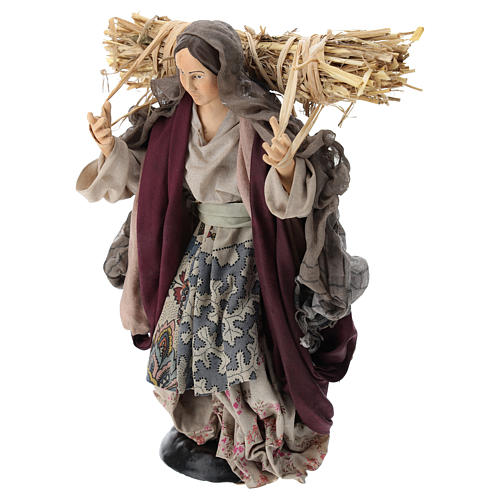 Woman with straw, 30cm Neapolitan Nativity 3