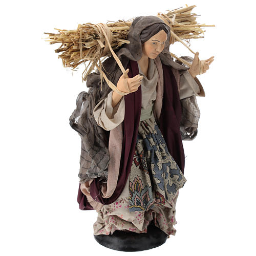 Woman with straw, 30cm Neapolitan Nativity 4