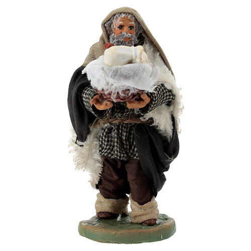 Uomo cesto salumi in mano 10 cm presepe Napoli 1