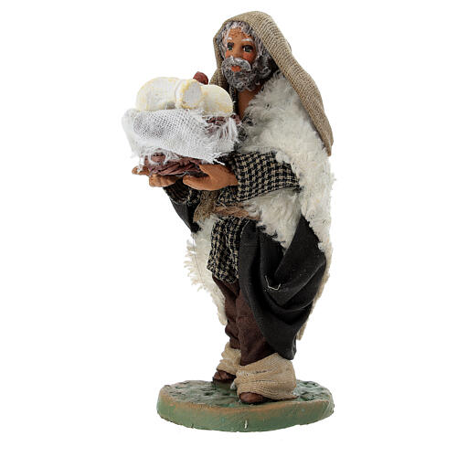 Man holding basket of cured meats, Neapolitan nativity figurine 10cm 2
