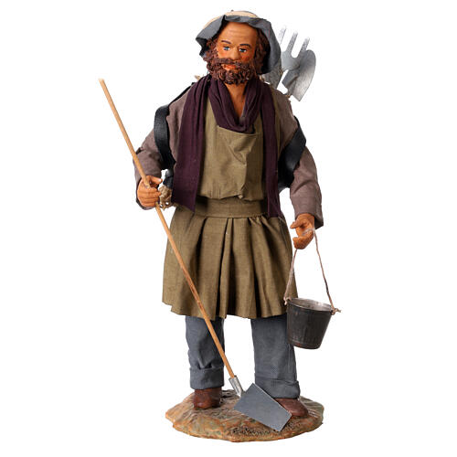 Homme avec outils agricoles 24 cm crèche napolitaine 1