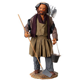 Man with farming tools, Neapolitan nativity figurine 24cm
