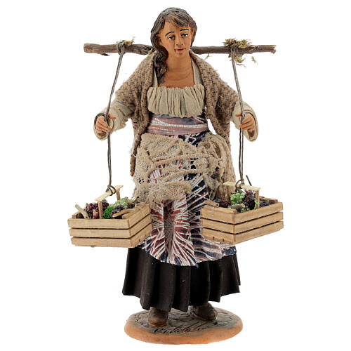 Woman carrying boxes of grapes, Neapolitan nativity figurine 30cm 1