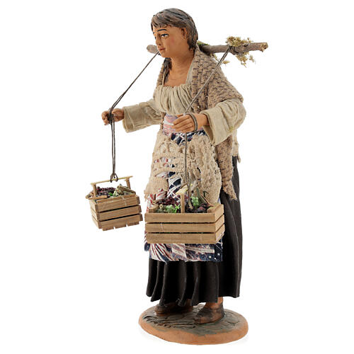 Femme avec caisses raisin 30 cm crèche Naples 2